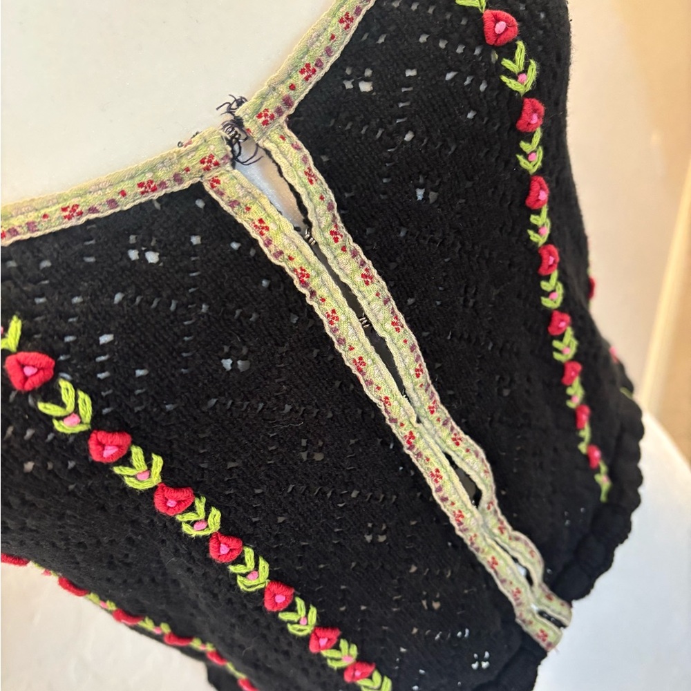 Free People Black Knit Top Sz M